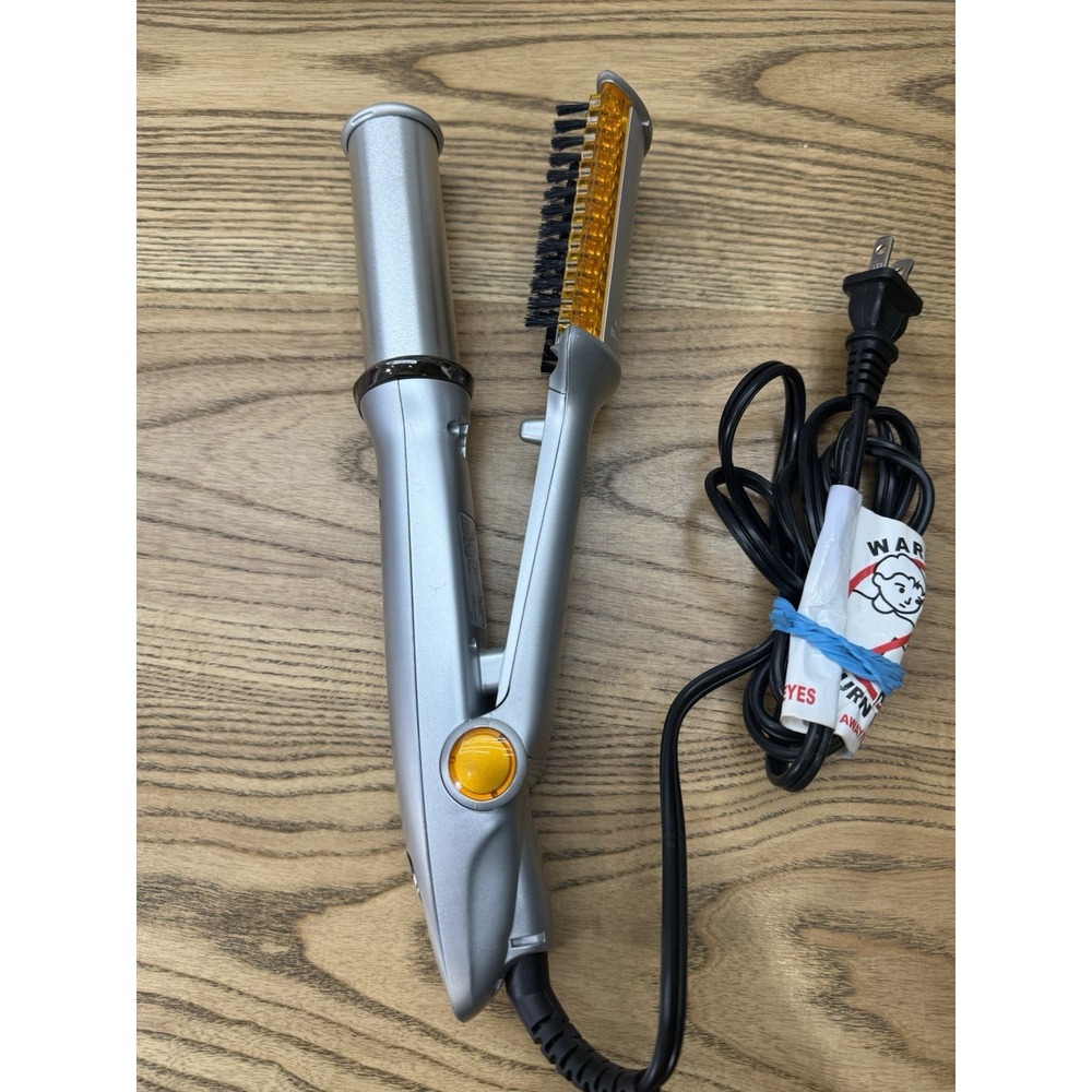 InStyler Rotating Hot Iron Brush 1.25" Barrel Silver Orange IS1001 - TESTED